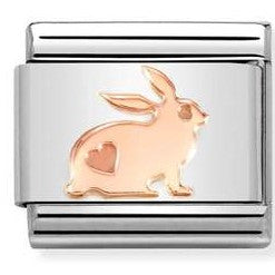 430104/50 Classic 9ct Rose Gold Rabbit with Heart Detail Link