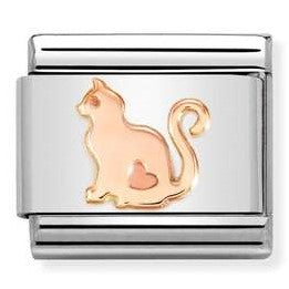 430104/51 Classic 9ct Rose Gold Cat with Heart Link