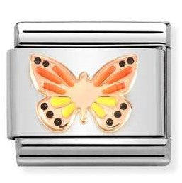 430202/17 Classic 9ct Rose Gold and Enamel Butterfly Link