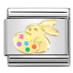 030272/76 Classic 18ct Yellow Gold and Enamel Bunny with Easter Egg