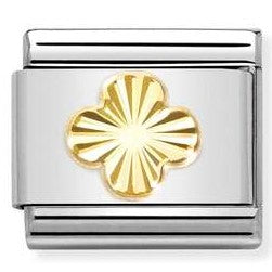 030149/52 Classic 18ct Yellow Gold Four leaf Clover with Etched Detail