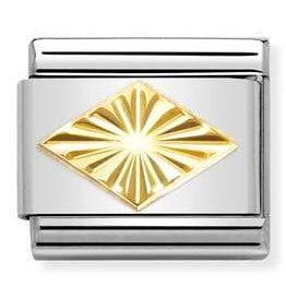 030149/54 Classic 18ct Yellow Gold Rhombus with Etched Detail
