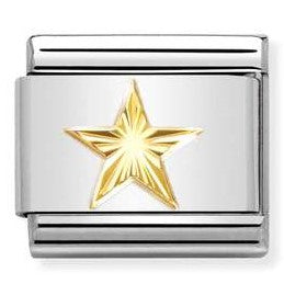 030149/55 Classic 18ct Yellow Gold Star with Etched Detail