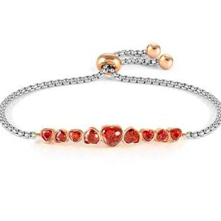 MILLELUCI COLOUR ed. bracelet, steel,crystals HEART RED