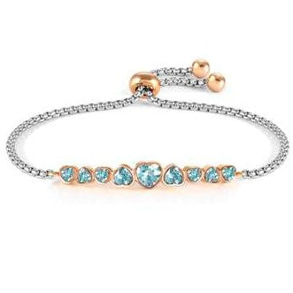 MILLELUCI COLOUR ed. Bracelet, steel, crystals HEART LIGHT BLUE