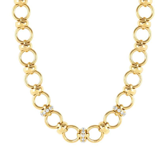 UNCONDITIONALLY necklace , steel, CZ Yellow Gold