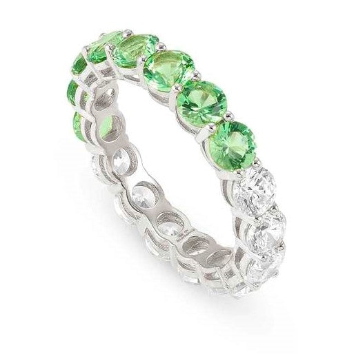 CHIC & CHARM JOYFUL ed. ring in 925 silver and cz (BICOLOR) GREEN Fin. Silver Size 13