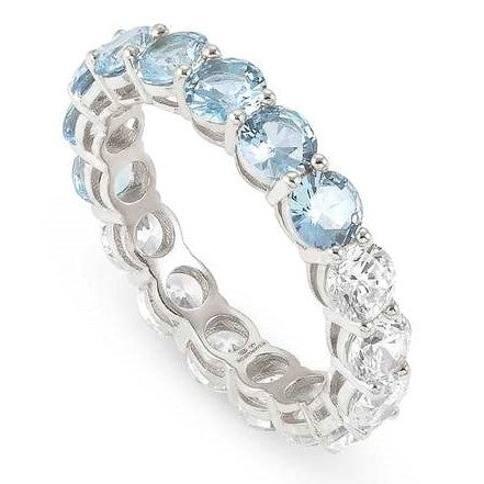 CHIC & CHARM JOYFUL ed. ring in 925 silver and cz (BICOLOR) LIGHT BLUE Fin. Silver Size17