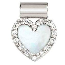 SEIMIA ed. CANDY SYMBOLS in 925 silver, stone and cz WHITE MOTHER OF PEARL heart