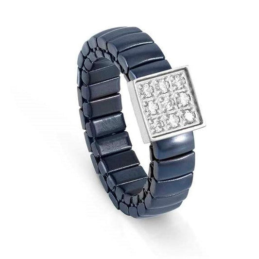 046003/056 XTE XSMALL ring ed. LIFE, steel, CZ fin. BLUE Square
