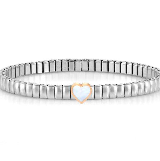 XTE XSMALL bracelet ed. LIFE in steel and stone Heart ROSE GOLD fin. Mother of pearl