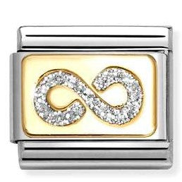 030224/06 NEW Classic 18ct YG Infinity with Glitter Enamel Detail Link