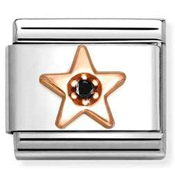 430305/38 NEW Classic 9ct Rose Gold Star with BLACK CZ Link