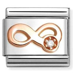 430305/46 NEW Classic 9ct Rose Gold Infinity with WHITE CZ Link