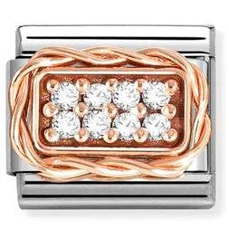 430318/01 NEW Classic 9ct Rose Gold WHITE CZ PAVE Link