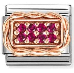 430318/02 NEW Classic 9ct Rose Gold RED CZ PAVE Link