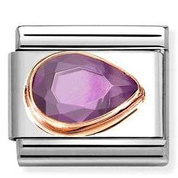 430606/001 NEW Classic 9ct Rose Gold PURPLE (Violet) CZ Drop RIGHT Link