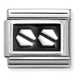 330206/33 NEW Classic Sterling Silver Black Enamel Double Hexagonal Screw Link