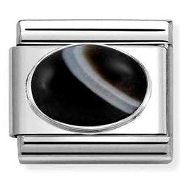 330510/47 NEW Classic Sterling Silver BANDED ONYX Hard Stone Link