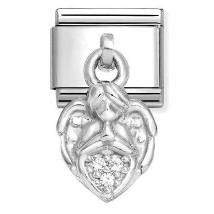331800/33 NEW Classic Sterling Silver Drop Angel with Heart Link with CZ Stones