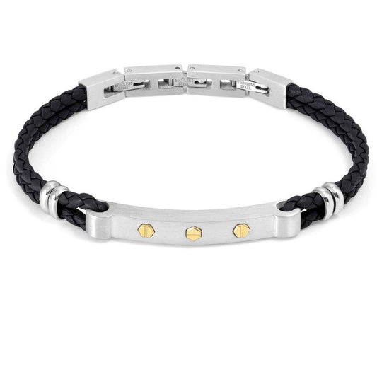 MANVISION bracelet, steel, synthetic leather BLACK133003/001