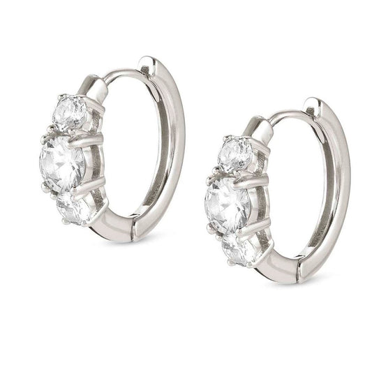 149823/001 COLOUR WAVE Sterling Silver WHITE CZ Embellished Hoop Earrings