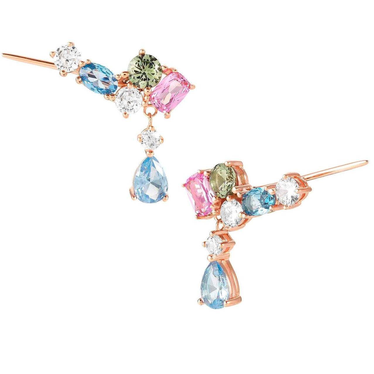149828/011 COLOUR WAVE RGP Climber Earrings Mixed Stones