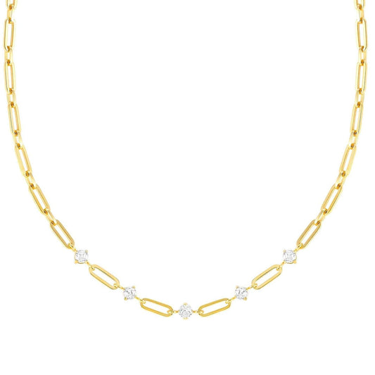 029401/012 CHAINSOFSTYLE Yellow PVD Steel and CZ Necklace