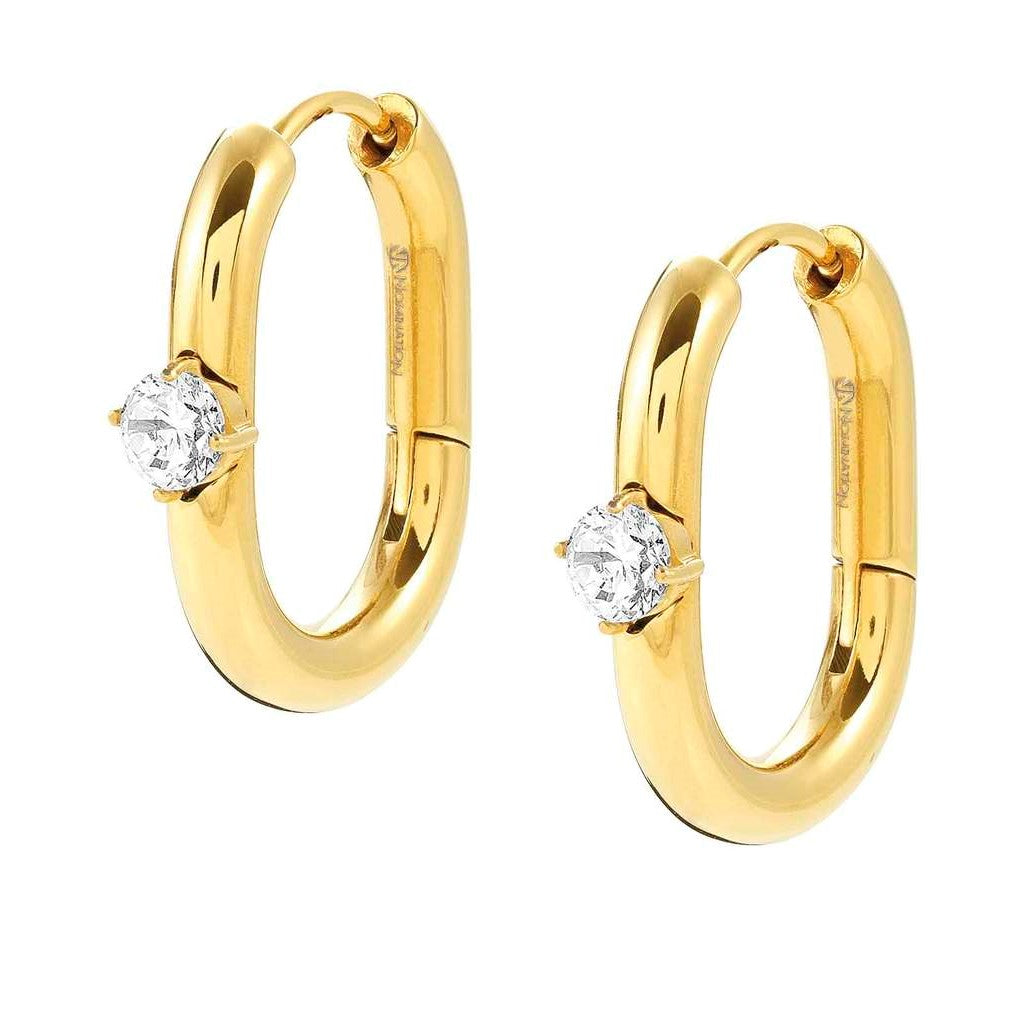 029403/012 CHAINSOFSTYLE Yellow PVD Oval HOOP CZ Earrings