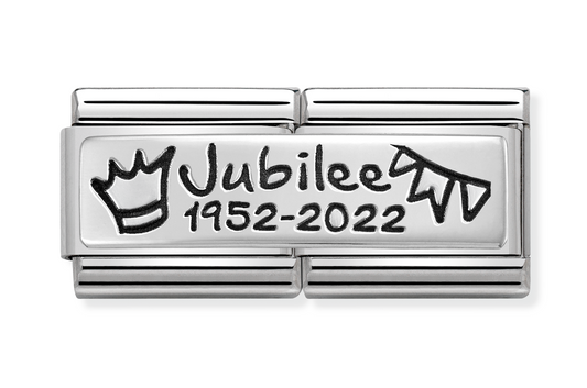 330711/09 Classic Silver Double Link 'Jubilee 1952-2022' with Bunting & Crown