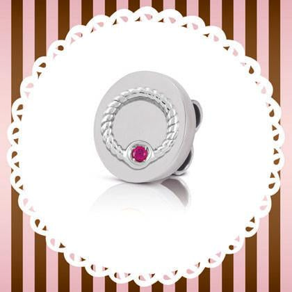 MYBONBONS plate steel 925 sterling silver and cubic zirconia (05_Red Circle) 065086/05