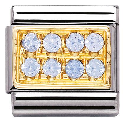 030314/05D Classic PAVE,S/steel,18k gold,CZ,Light Blue