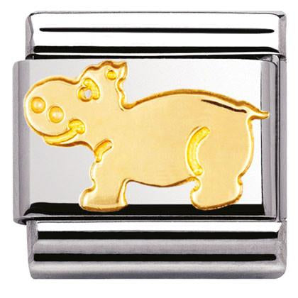 030112/02  Classic stainless steel with 18k gold Hippopotamus