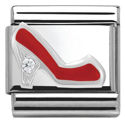 330305/10 CLASSIC Silver & enamel,1 CZ,925  silver Red Stilletto