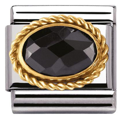 030602/011 COMPOSABLE CLASSIC FACETED Cubic zirconia? stainless steel and 18k gold (011_Black)