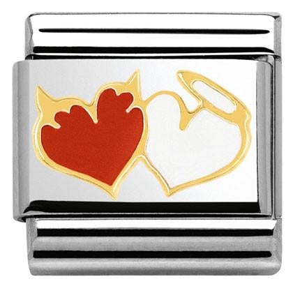 030253/27 Classic S/steel,enamel,gold 18k Heart angels and devils