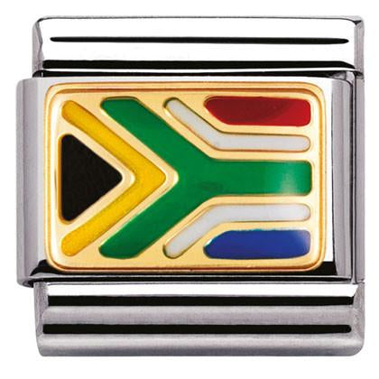 030237/03 Classic Flag ,S/steel, enamel,18k gold SOUTH AFRICA