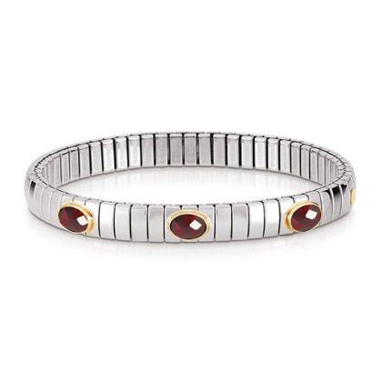 EXTENSION bracelet (S) in stainless steel with 18k gold and 3 Cubic Zirconia (005_RED)