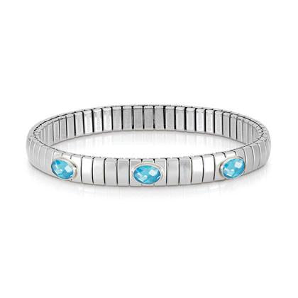 043470/006 Extension XTE stainless steel and sterling silver and 3 FACETED stones bracelet 006 LIGHT BLUE