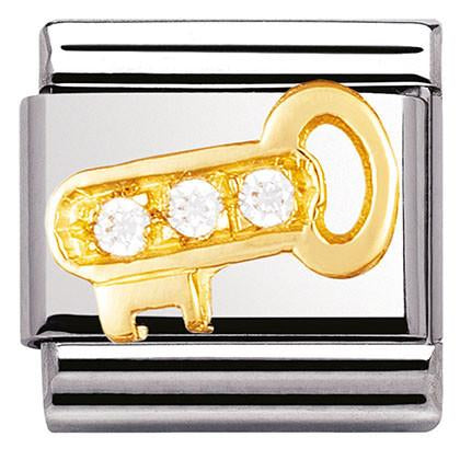 030307/11 Classic DAILY LIFE in stainless steel with 18k gold and Cubic Zirconia WHITE Key