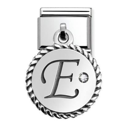 331809/05D Composable Classic LETTERS in stainless steel and silver CHARMS 925 oxy. (05_E)