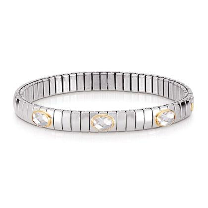042505/010 EXTENSION bracelet (S) in stainless steel with 18k gold and 3 CZ  White  010