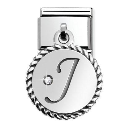 331809/10D Composable Classic LETTERS in stainless steel and silver CHARMS 925 oxy. (10_J)
