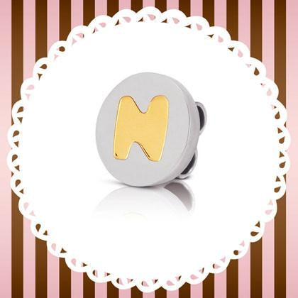 MYBONBONS plate in st. steel with gold LETTERS (014_N)