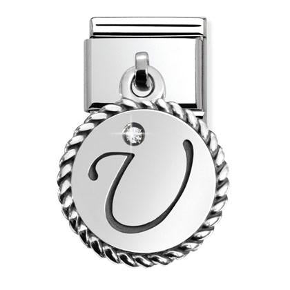 331809/21D Composable Classic LETTERS in stainless steel and silver CHARMS 925 oxy. (21_U)