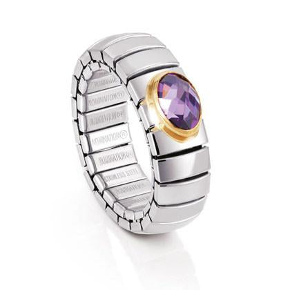 041510/001 Extension XTE Ring (S) in stainless steel with 18k gold and Cubic Zirconia (001_PURPLE)