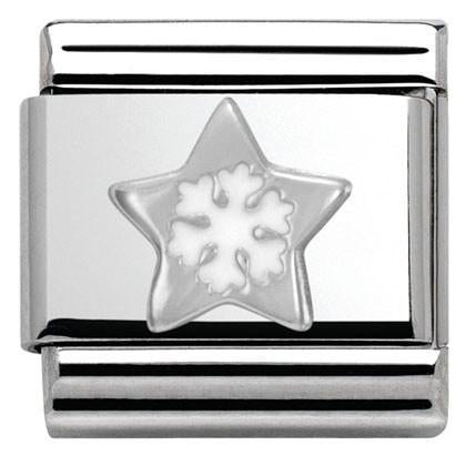 330204/01 Classic CHRISTMAS S/Steel,enamel,silver 925 Star with Snowflake