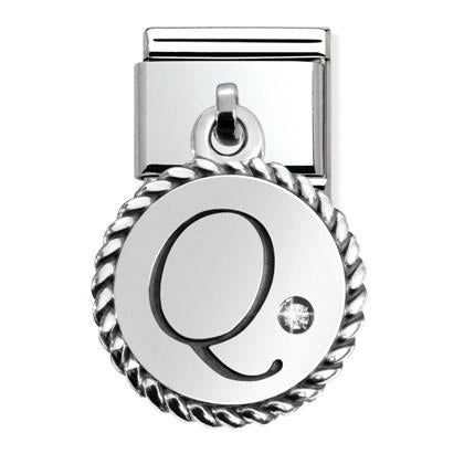 331809/17D Composable Classic LETTERS in stainless steel and silver CHARMS 925 oxy. (17_Q)
