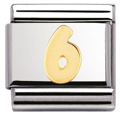 030102/06 Classic NUMBER 6, S/Steel,18k gold