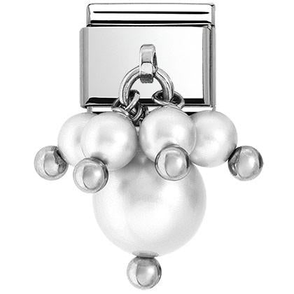 030609/01 Classic links in stainless steel with PEARL WHITE